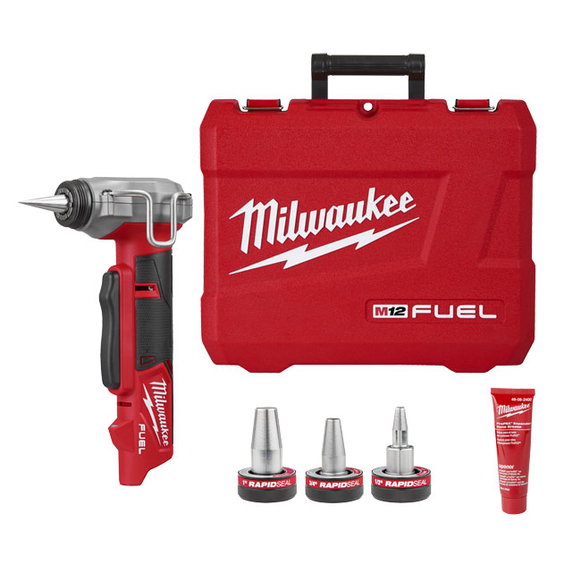Milwaukee M12 FUEL ProPEX Expander Kit with 1/2 Inch to 1 Inch RAPID SEAL ProPEX Expander Heads from GME Supply