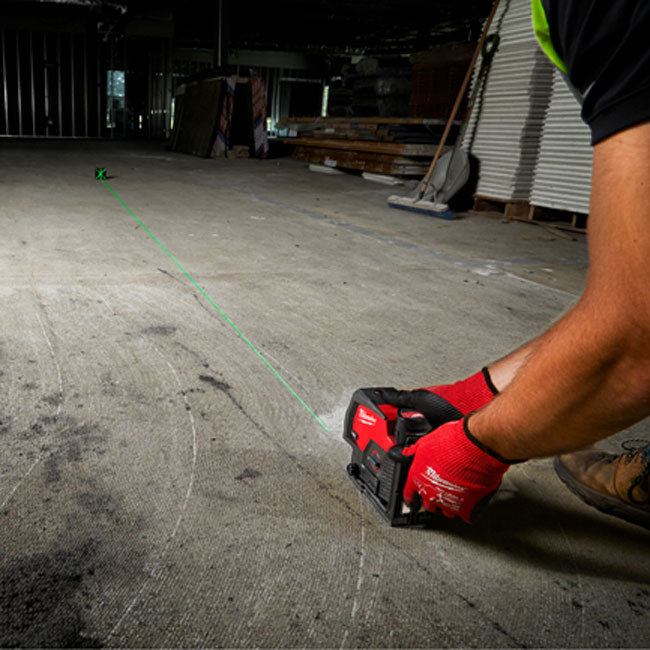 Milwaukee M12 Green Cross Line and Plumb Points Laser with Optional Kit from GME Supply