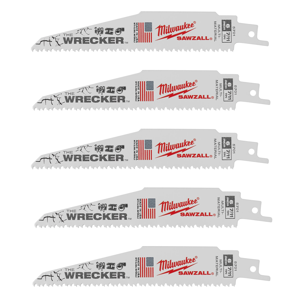 Milwaukee 8 TPI Multi-Material Wrecker SAWZALL Blade (5 Pack) from GME Supply