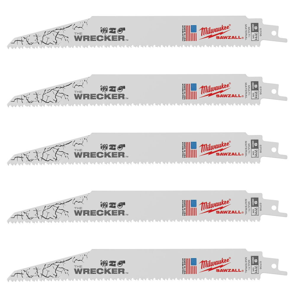 Milwaukee 8 TPI Multi-Material Wrecker SAWZALL Blade (5 Pack) from GME Supply