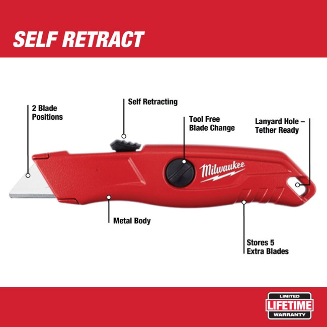 Milwaukee Self Retracting Utility Knife from GME Supply