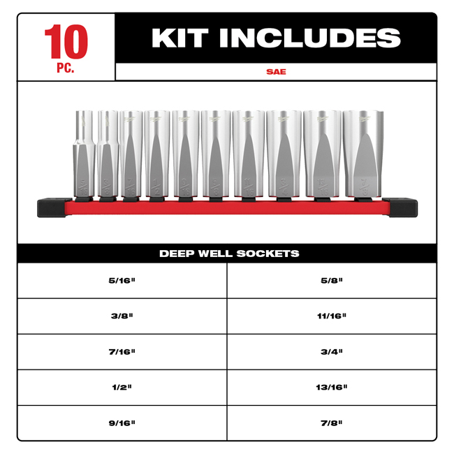 Milwaukee 10 Piece Socket Set from GME Supply