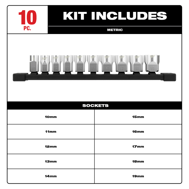 Milwaukee 10 Piece Socket Set from GME Supply