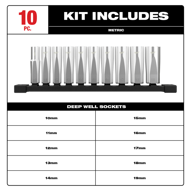 Milwaukee 10 Piece Socket Set from GME Supply