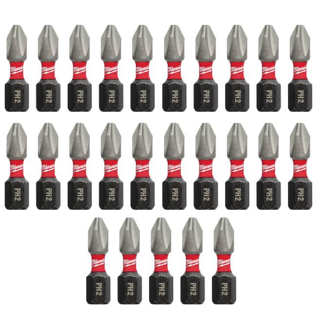 Milwaukee SHOCKWAVE Insert Bit Phillips #2 (25 Pack) from Columbia Safety