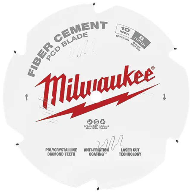 Milwaukee 10 inch PCD/Fiber Cement Circular Saw Blade from GME Supply