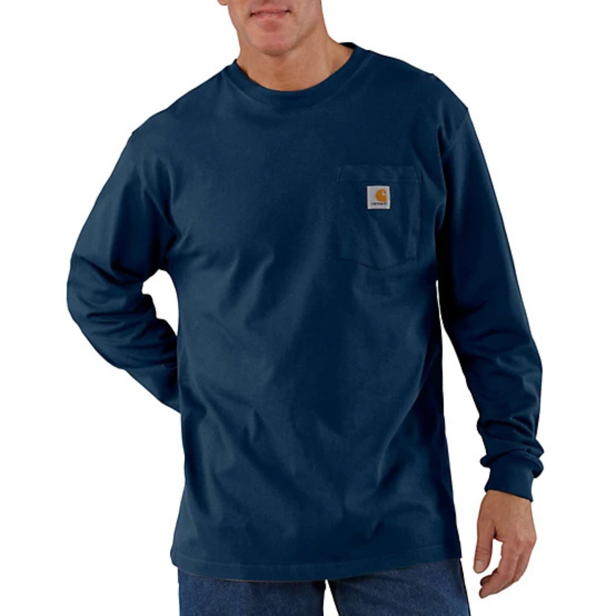 Carhartt K126 Heavyweight Loose Fit Long-Sleeve Navy Workwear T-Shirt ...