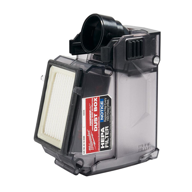 Milwaukee M12 HAMMERVAC Universal Dust Extractor Dust Box, Filter and Lid from GME Supply