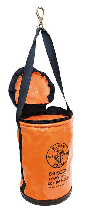 Klein Tools 100 lb Vinyl Top-Closing Bucket with Swivel Snap from GME Supply
