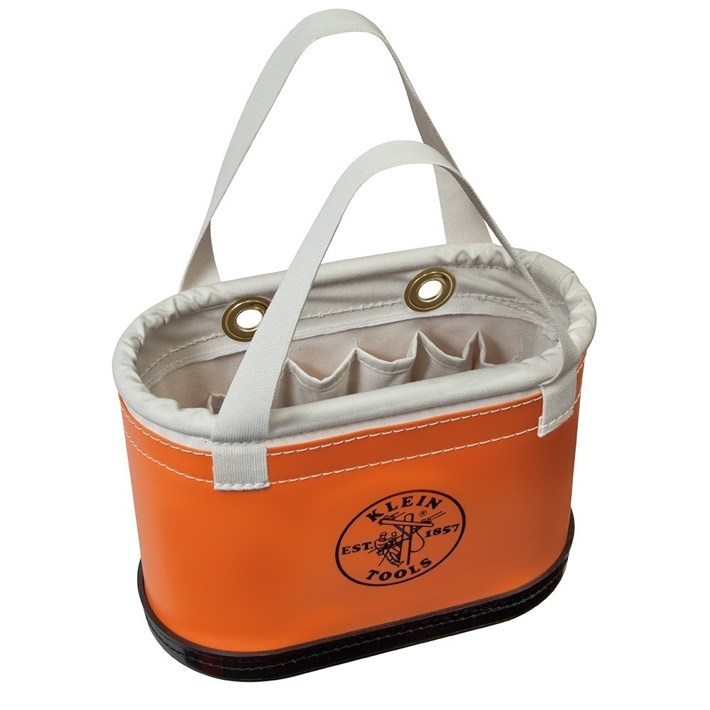 Klein Tools 5144BHHB Orange Hard-Body Oval Bucket with Handles from GME Supply