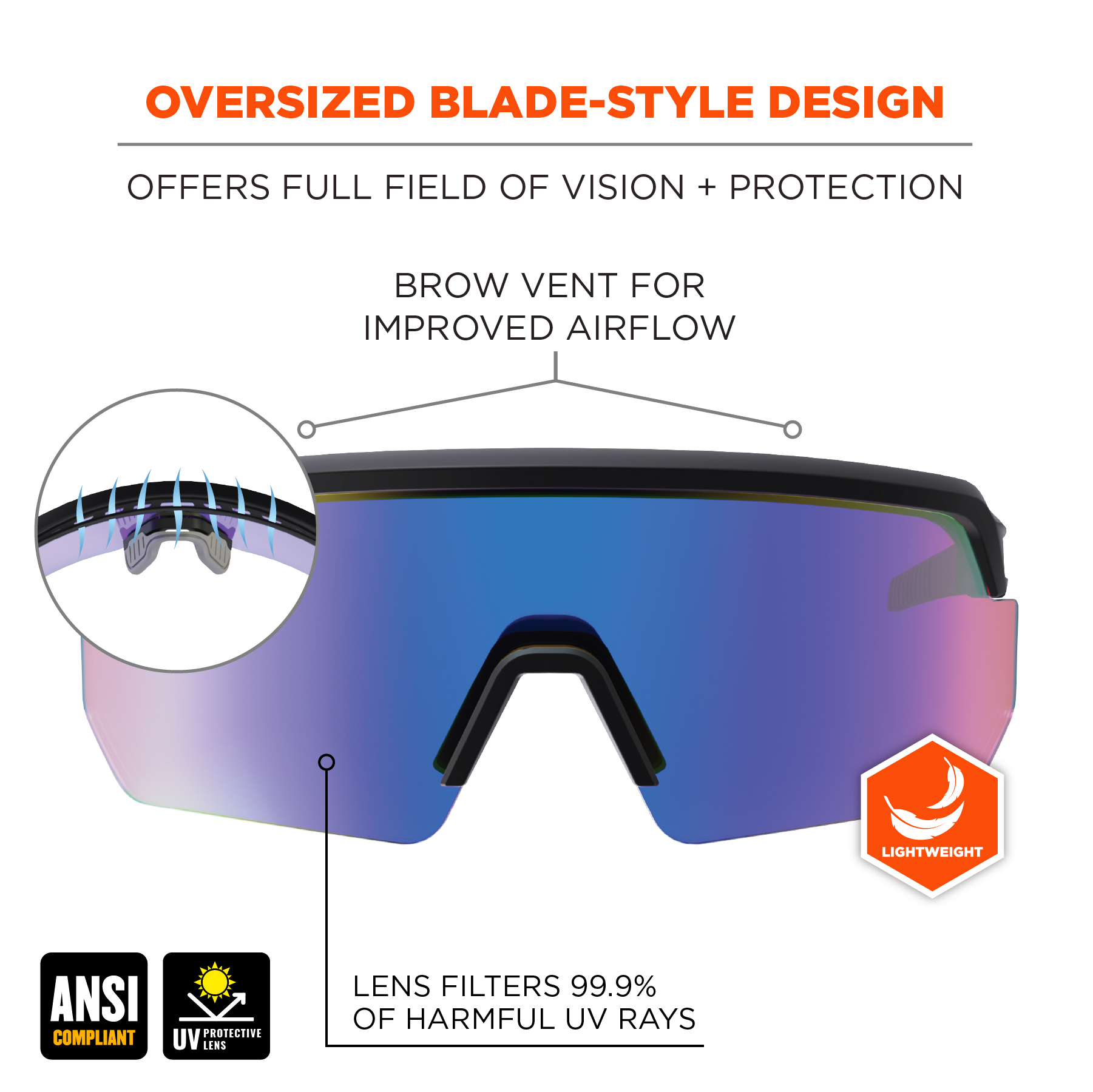 Ergodyne Skullerz AEGIR Sun Safety Glasses with Mirror Lenses from GME Supply