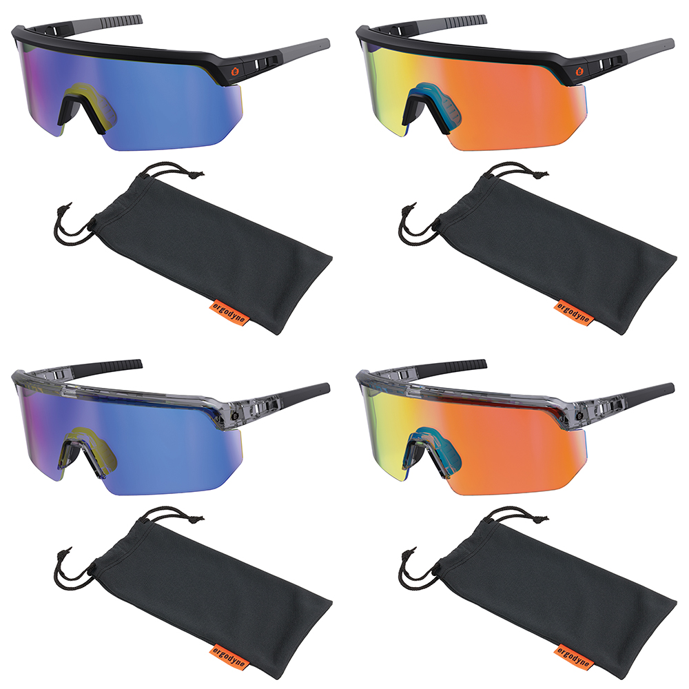 Ergodyne Skullerz AEGIR Anti-Scratch and Enhanced Anti-Fog Safety Glasses Sunglasses with Mirror Lenses from Columbia Safety