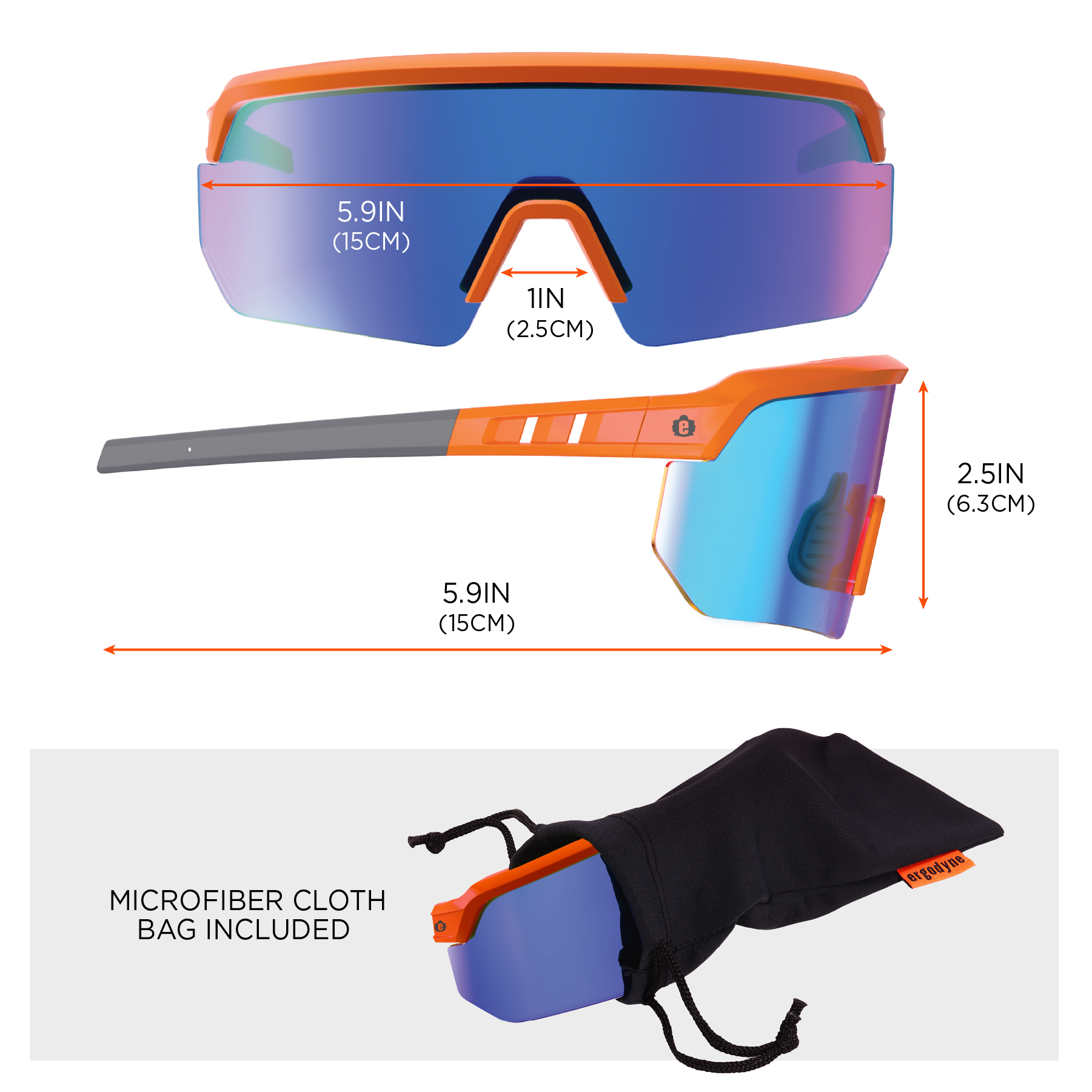 Ergodyne AEGIR-AFASPM Anti-Scratch & Enhanced Anti-Fog Safety Glasses with Mirrored Polarized Lenses from GME Supply