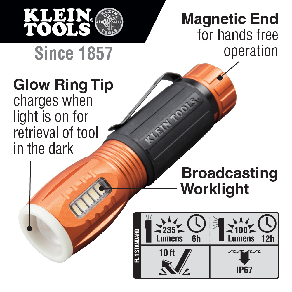 Klein Tools LED Flashlight with Work Light from Columbia Safety