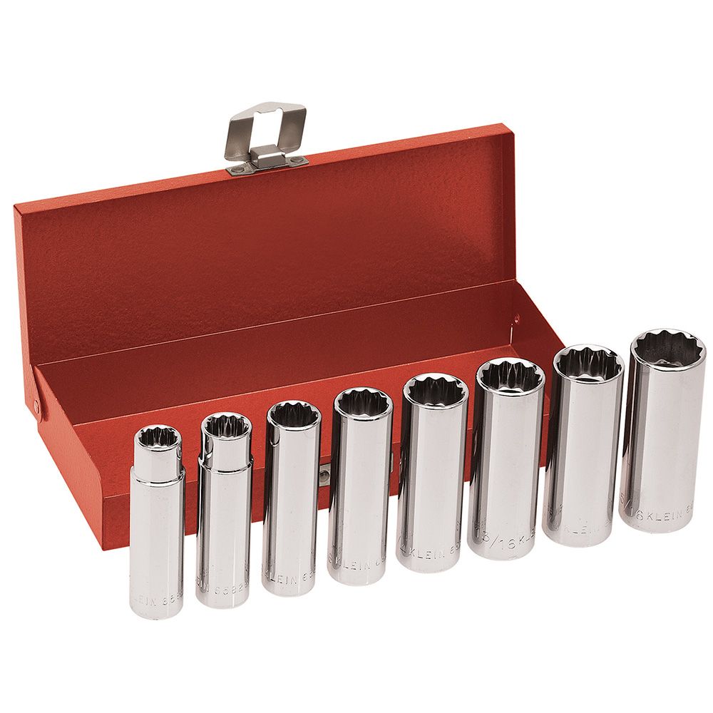 Klein Tools 1/2 Inch Drive Deep-Socket Wrench 8 Piece Set from GME Supply
