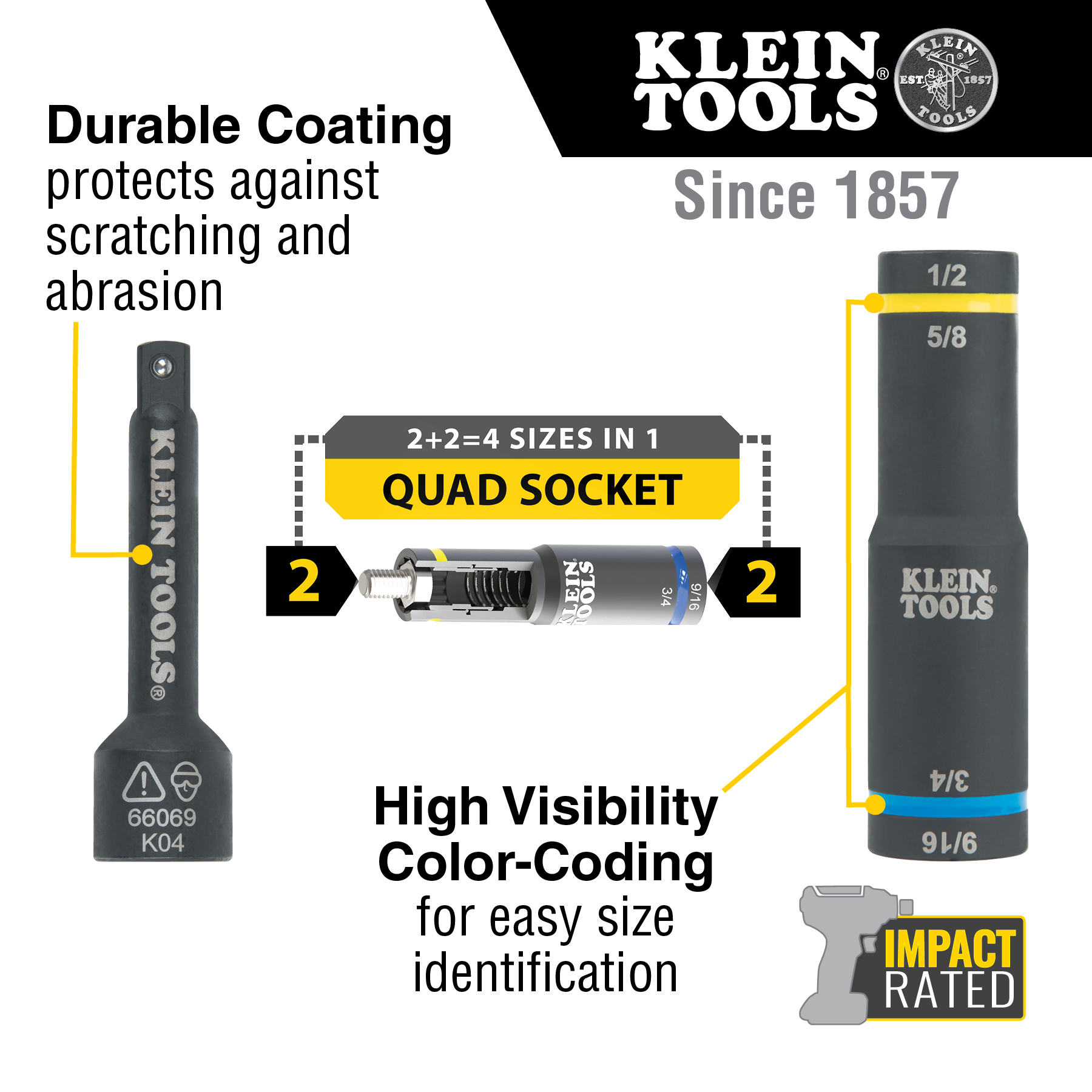 Klein Tools 4-In-1 Flip Quad Socket from GME Supply