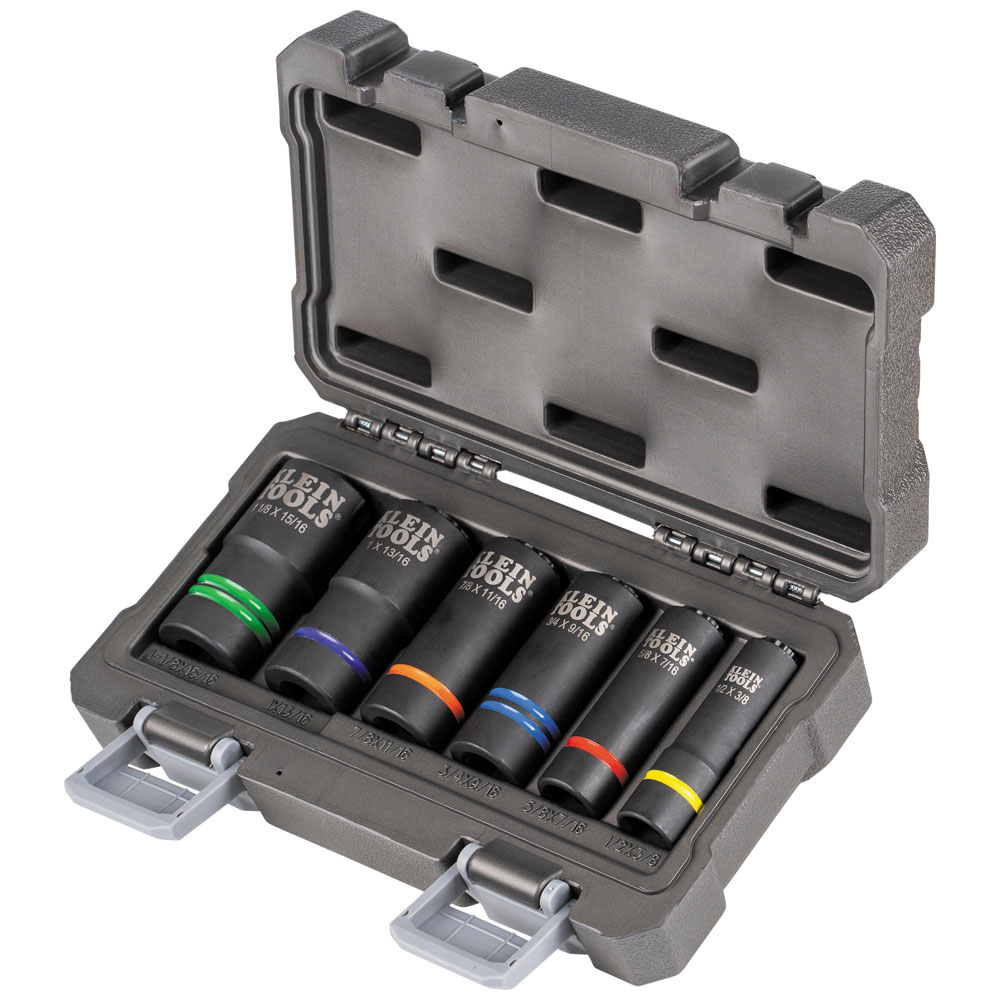 Klein Tools 2-In-1 Slotted Impact Socket Set, 12-Point, 6-Piece from GME Supply