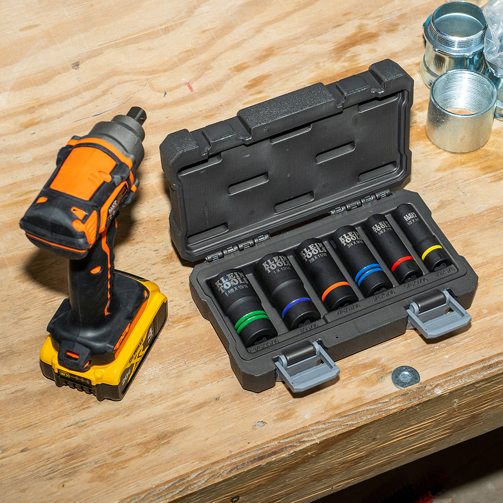 Klein Tools 2-In-1 Slotted Impact Socket Set, 12-Point, 6-Piece from GME Supply
