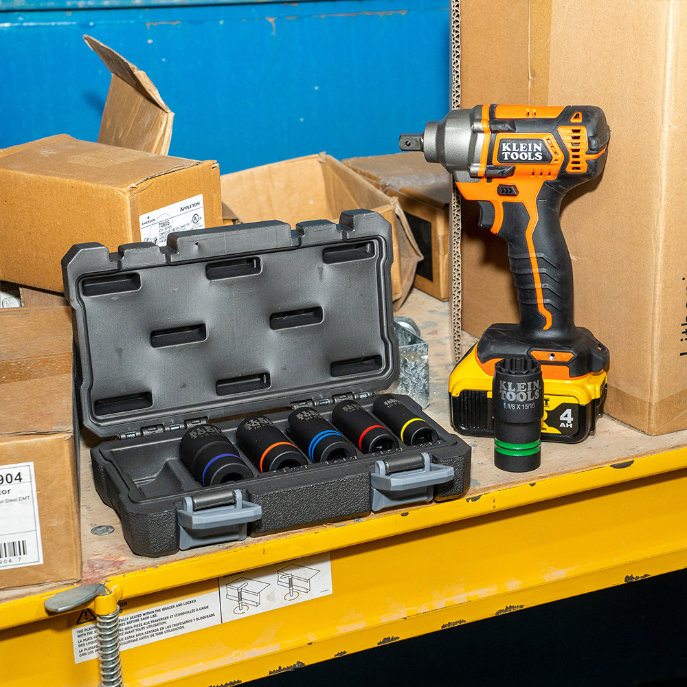 Klein Tools 2-In-1 Slotted Impact Socket Set, 12-Point, 6-Piece from GME Supply