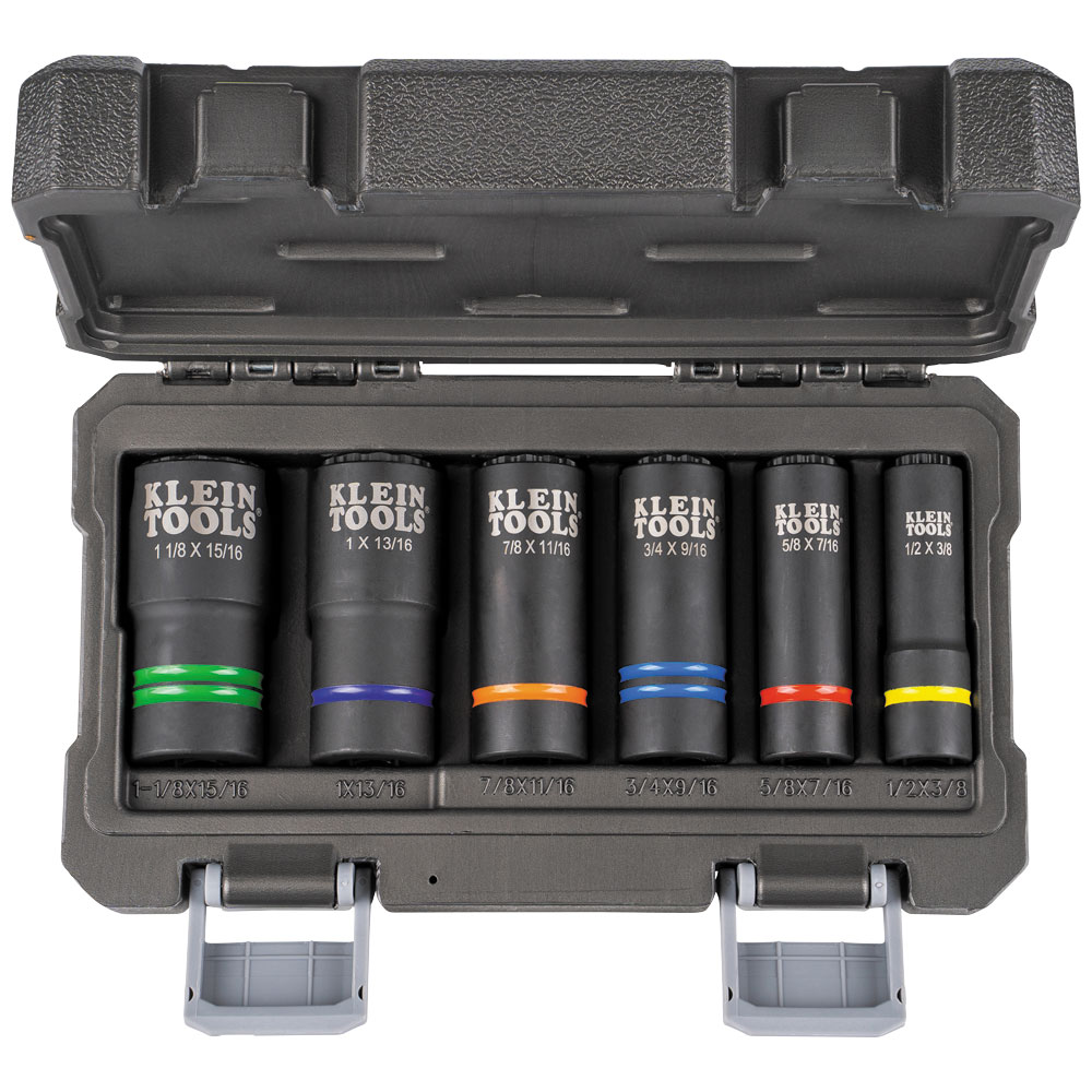 Klein Tools 2-In-1 Slotted Impact Socket Set, 12-Point, 6-Piece from GME Supply
