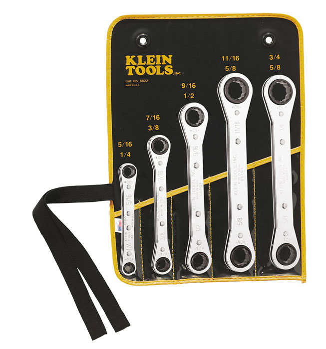 Klein Tools Ratcheting Box Wrench 5 Piece Set with Pouch from GME Supply