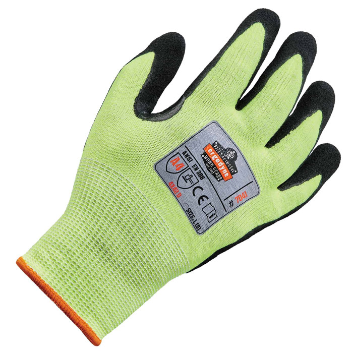Ergodyne Proflex Hi-Vis Nitrile-Coated Level 4 Cut-Resistant Gloves from GME Supply
