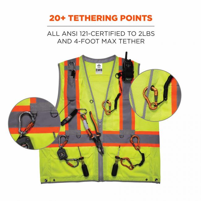 Ergodyne GloWear 8231TV Hi-Viz Tool Tethering Safety Vest from GME Supply