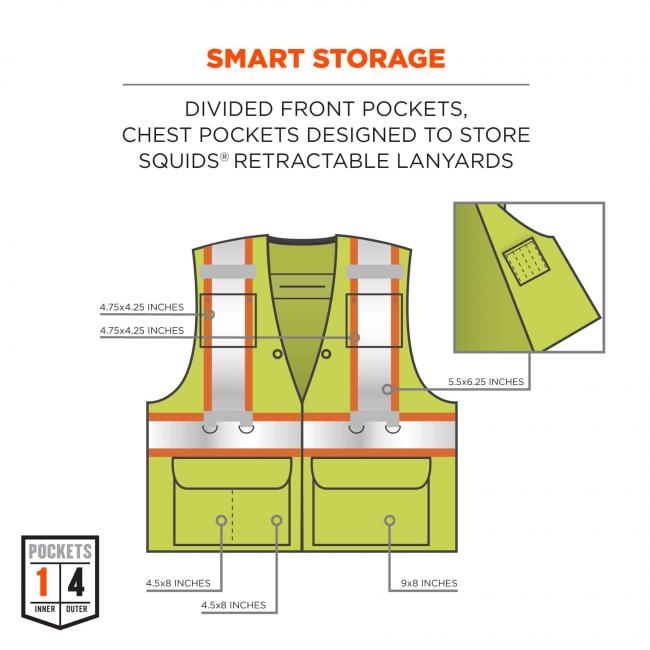 Ergodyne GloWear 8231TV Hi-Viz Tool Tethering Safety Vest from GME Supply