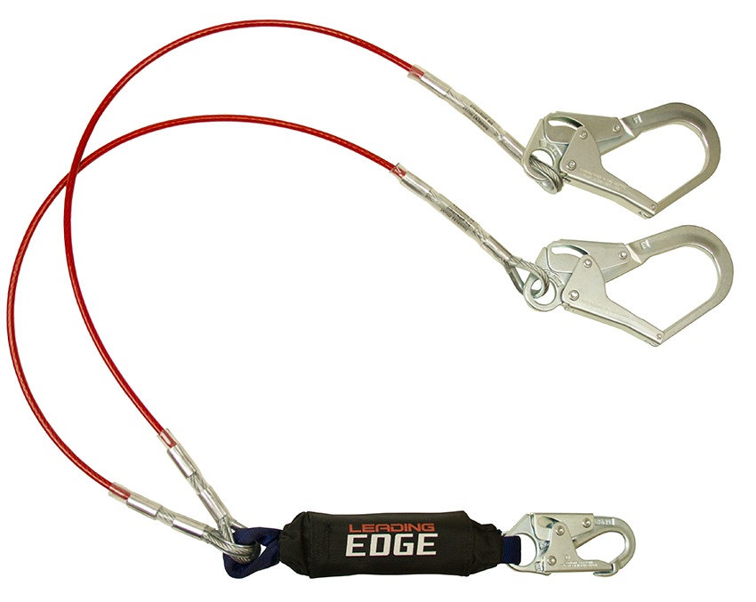 FallTech Leading Edge Twin Leg Lanyard with Rebar Hooks from GME Supply