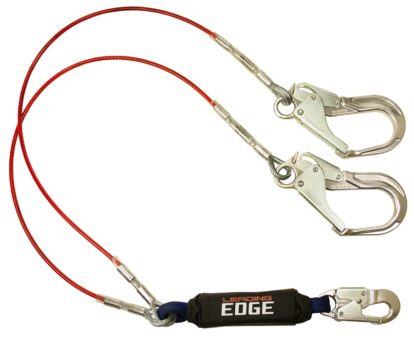 FallTech Leading Edge Twin Leg Lanyard with Aluminum Rebar Hooks from GME Supply