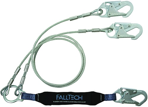 FallTech ViewPack Vinyl-Coated Cable Twin Leg Lanyard With Steel Snaphooks from GME Supply