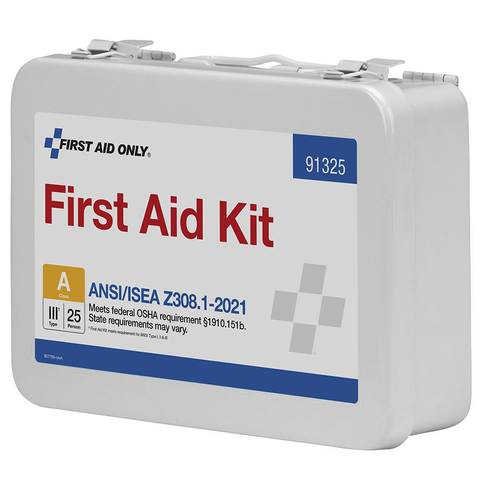 First Aid Only ANSI A 25 Person Metal ANSI 2021 Compliant First Aid Kit from GME Supply