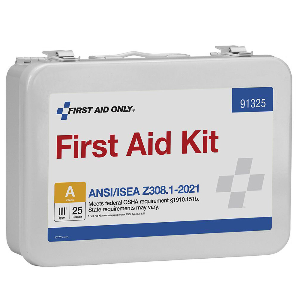 First Aid Only ANSI A 25 Person Metal ANSI 2021 Compliant First Aid Kit from GME Supply