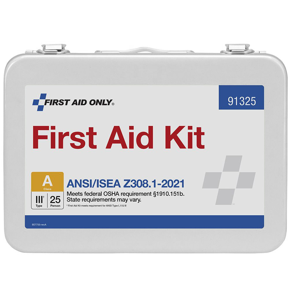 First Aid Only ANSI A 25 Person Metal ANSI 2021 Compliant First Aid Kit from GME Supply