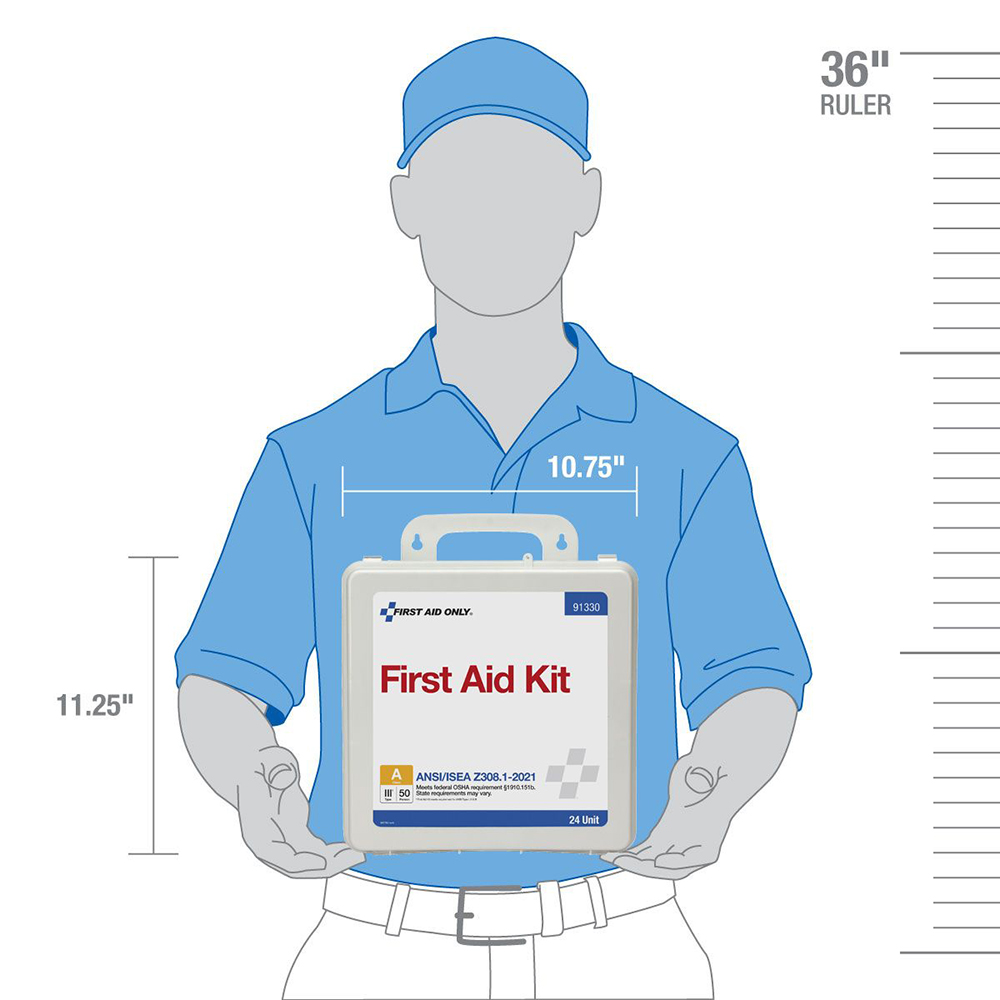 First Aid Only ANSI A 50 Person 24 Unit Plastic ANSI 2021 Compliant First Aid Kit from GME Supply