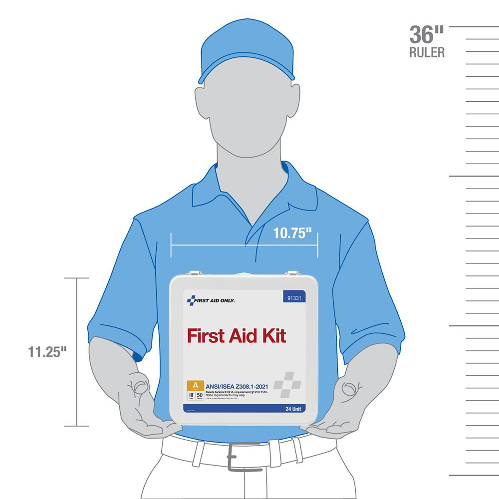 First Aid Only ANSI A 50 Person 24 Unit Metal ANSI 2021 Compliant First Aid Kit from GME Supply