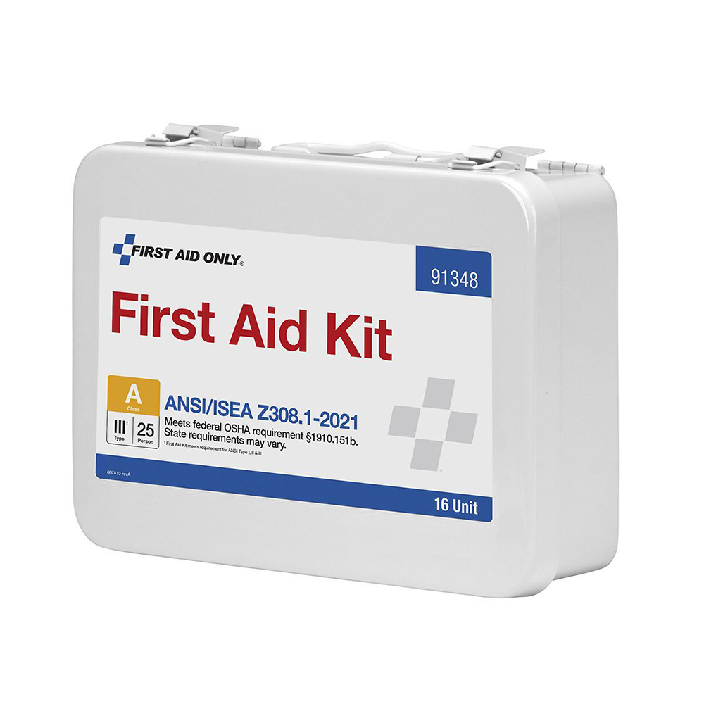 First Aid Only ANSI A 25 Person 16 Unit Metal ANSI 2021 Compliant First Aid Kit from GME Supply