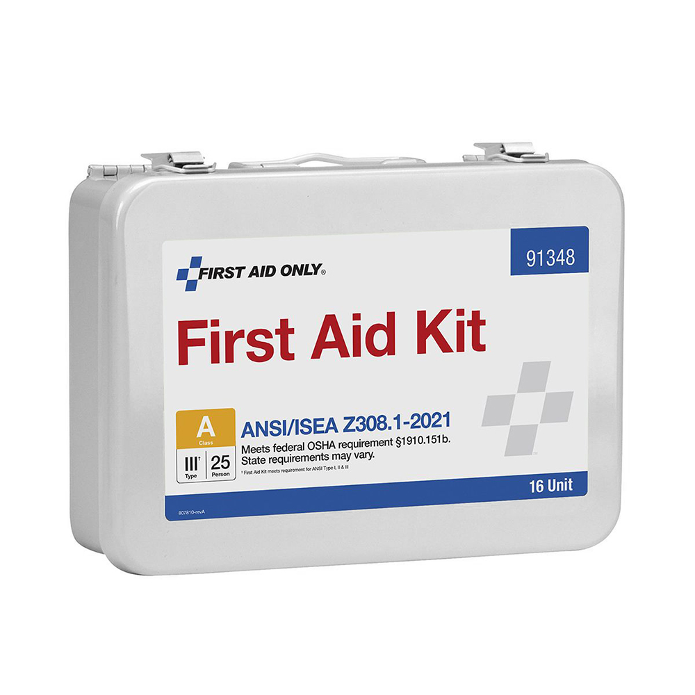 First Aid Only ANSI A 25 Person 16 Unit Metal ANSI 2021 Compliant First Aid Kit from GME Supply