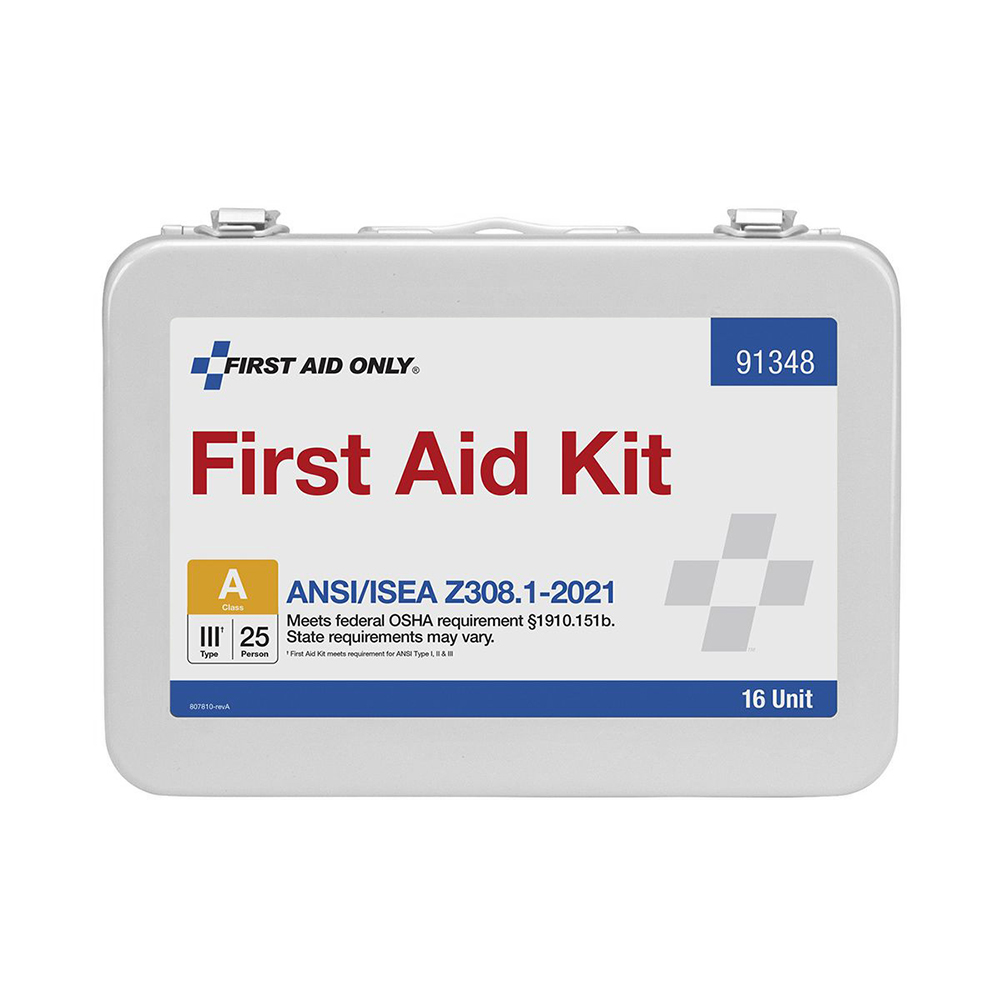 First Aid Only ANSI A 25 Person 16 Unit Metal ANSI 2021 Compliant First Aid Kit from GME Supply