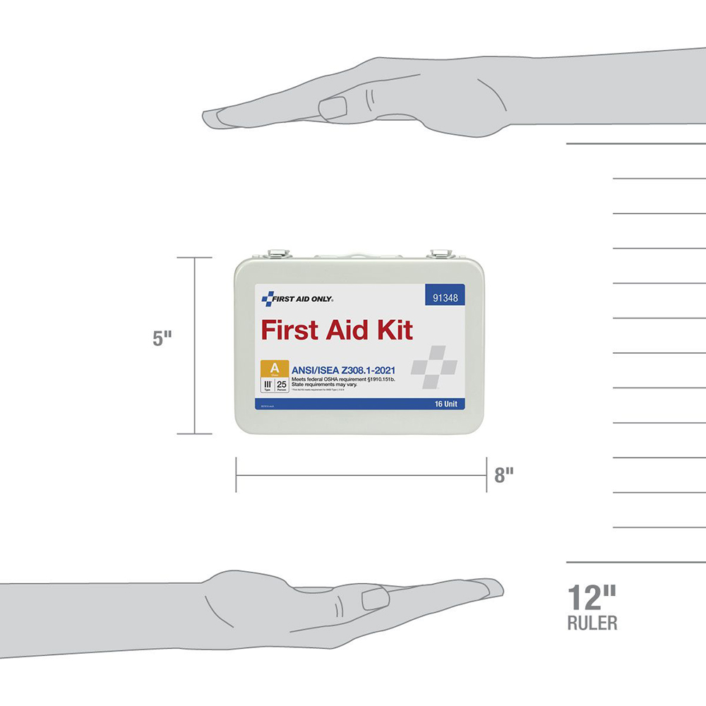 First Aid Only ANSI A 25 Person 16 Unit Metal ANSI 2021 Compliant First Aid Kit from GME Supply