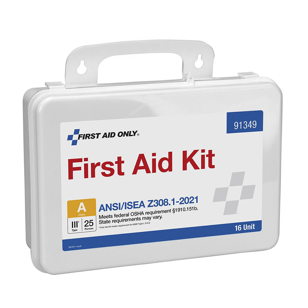 First Aid Only ANSI A 25 Person 16 Unit Plastic ANSI 2021 Compliant First Aid Kit from GME Supply