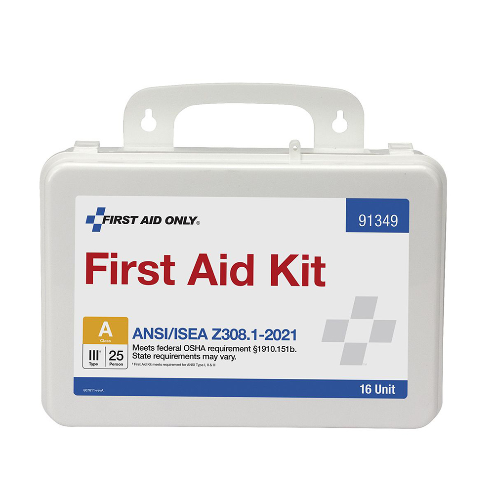 First Aid Only ANSI A 25 Person 16 Unit Plastic ANSI 2021 Compliant First Aid Kit from GME Supply