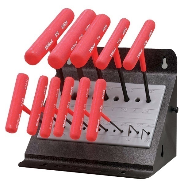 Wright Tool 13 Piece Fractional Vinyl Grip T-Handle Set in Metal Stand from GME Supply