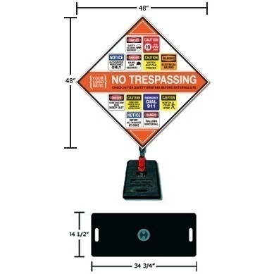 Construction Job Site Safety Sign with Custom Logo and Portable Base  from Columbia Safety
