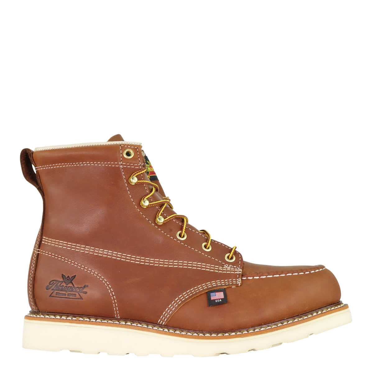 Thorogood American Heritage 6 Inch Tobacco Safety Toe Moc Toe MAXWear Wedge Boots from GME Supply