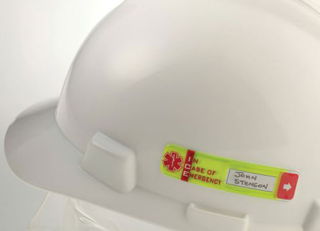 Accuform Worker Emergency ID Hard Hat Label from GME Supply