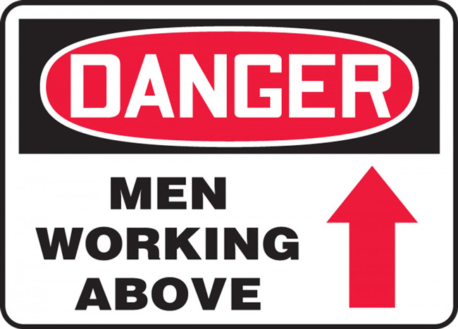 Accuform OSHA Danger Safety Sign: Men Working Above from GME Supply