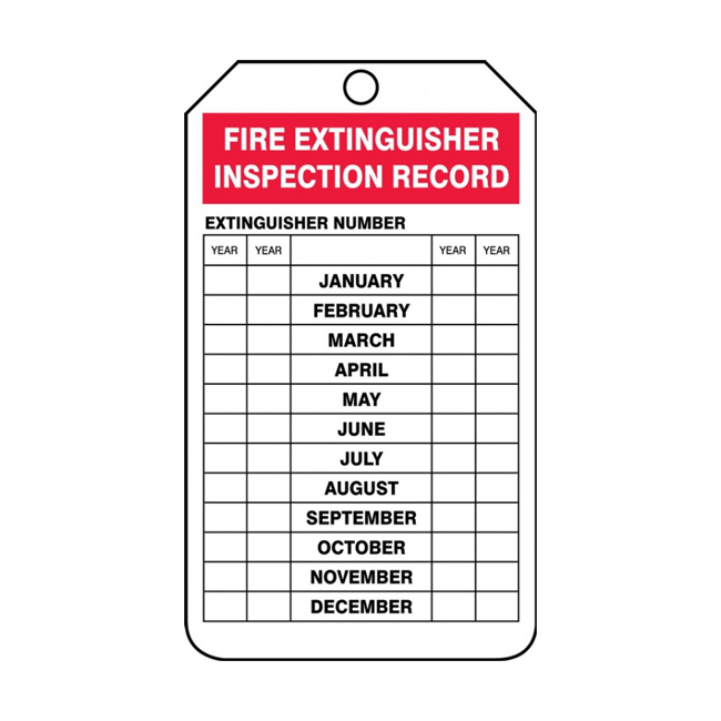 Accuform OSHA 'Fire Extinguisher Inspection Record' Safety Tag (25 Pack) from GME Supply
