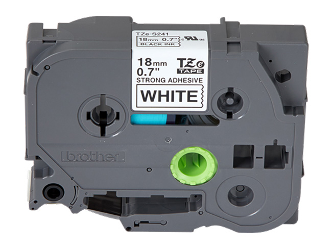 Brother 18mm by 8m Black on White Label Tape with Extra Strength Adhesive from GME Supply