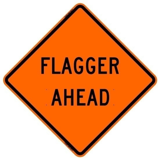 Bone Safety Reflective 'Flagger Ahead' Sign from GME Supply